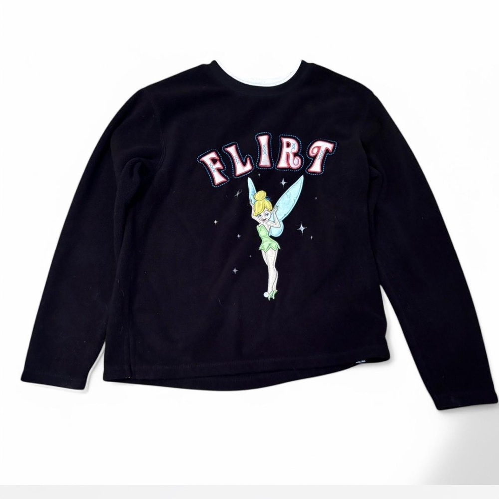 Disney tinker bell “flirt” Black and White crewneck